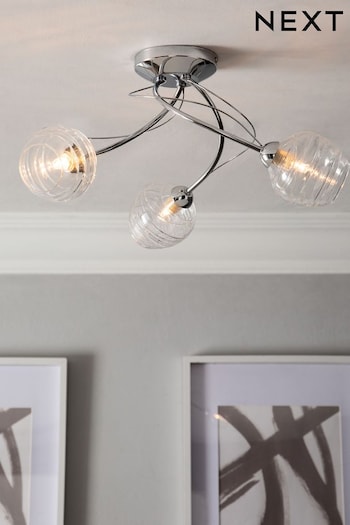 Clear Drizzle 3 Light Flush Ceiling Light (872244) | £50