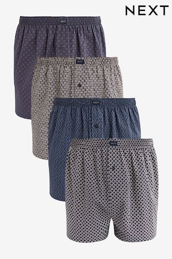 Navy Blue 4 pack Woven Pure Cotton Boxers (872364) | £28