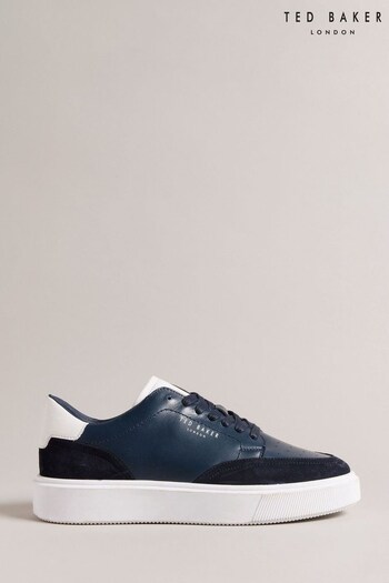 Ted Baker Blue Luigis Inflated Sole Leather and Suede Trainers (872366) | £130