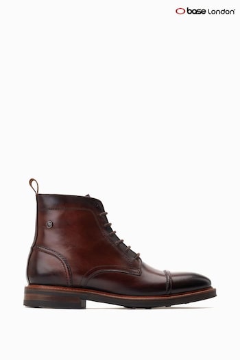 Base London Dudley Lace Up Toe Cap Brown Boots While (872385) | £85