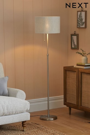 Brushed Chrome Burford Rise and Fall Floor Lamp (872387) | £99