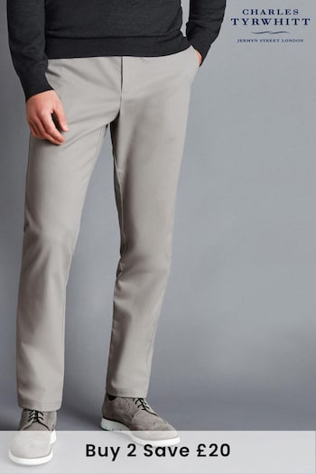 Charles Tyrwhitt Grey Slim Fit Ultimate Non-Iron Chino Trousers (872473) | £80