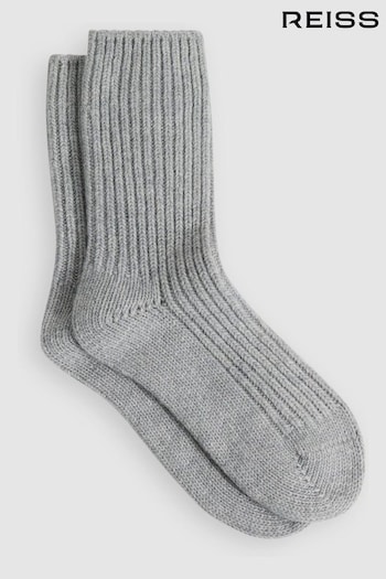 Reiss Grey Carmen Wool Blend Ribbed Socks (872634) | £18