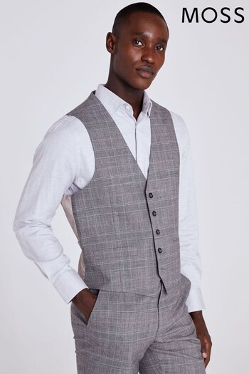 MOSS Regular Fit Grey Check Waistcoat (872668) | £110