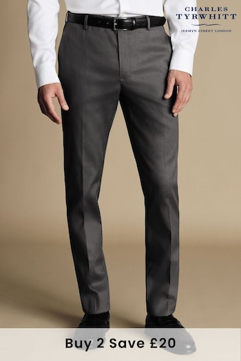 Charles Tyrwhitt Grey Classic Fit Smart Texture Trousers (872717) | £80