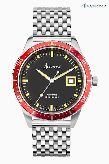 Accurist Mens Silver Tone Dive Automatic Stainless Steel Bracelet 42mm Watch (872735) | £349