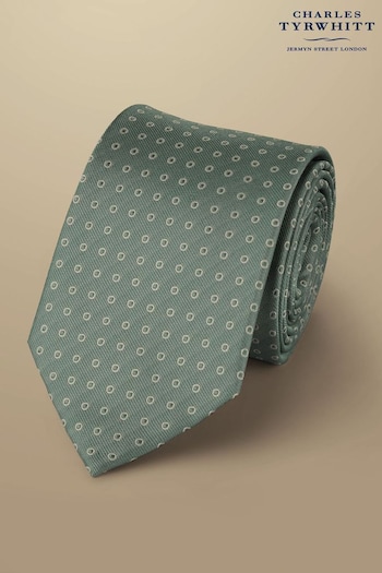 Charles Tyrwhitt Green Spot Silk Stain Resist Pattern Tie (872822) | £35