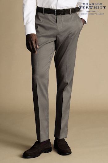 Charles Tyrwhitt Grey Chrome Classic Fit Smart Texture Trousers (872849) | £80