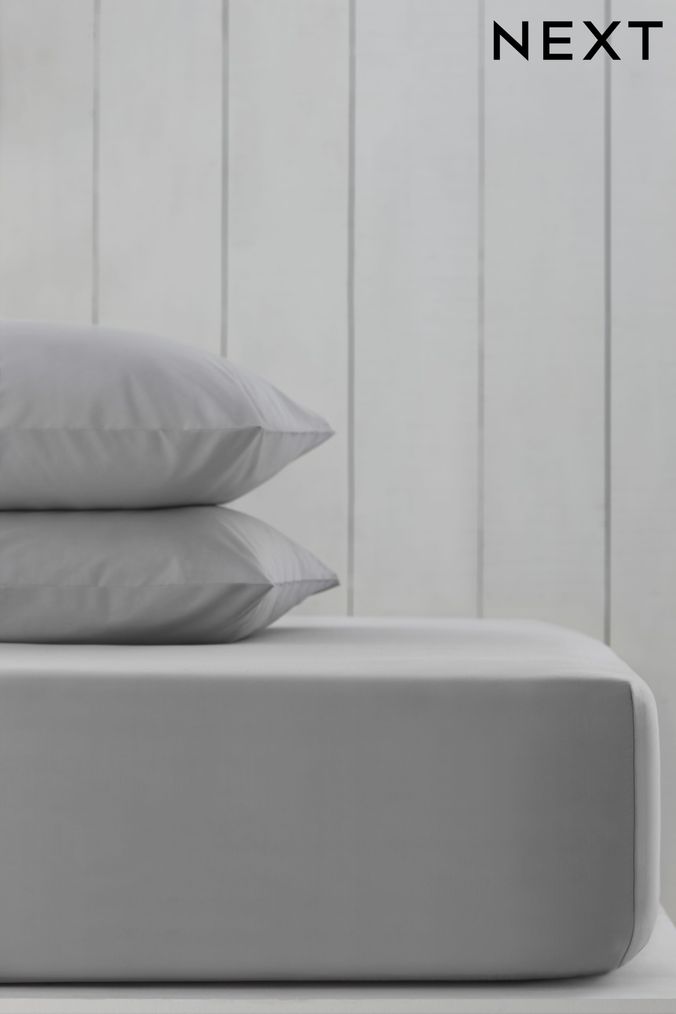 Silver Grey Cotton Rich Deep Fitted Sheet (872903) | £14 - £21