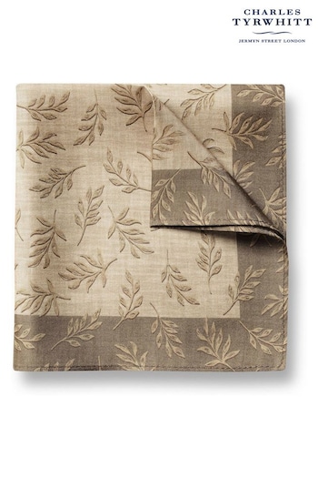 Charles Tyrwhitt Natural Leaves Print Silk Pocket Square (873081) | £25