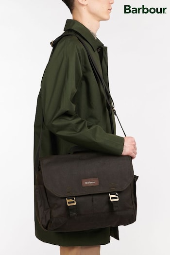 Barbour® Olive Green Olive Green Cotton Wax Messenger Bag (873101) | £109