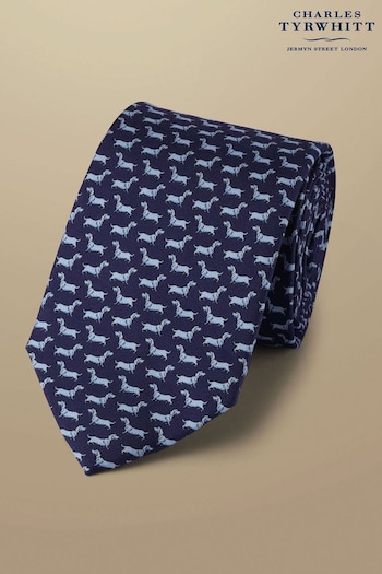 Charles Tyrwhitt Blue Hare Print Silk Tie (873117) | £35