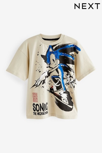 Stone Natural Licensed Sonic T-Shirt by JuzsportsShops (3-16yrs) (873139) | £10 - £13