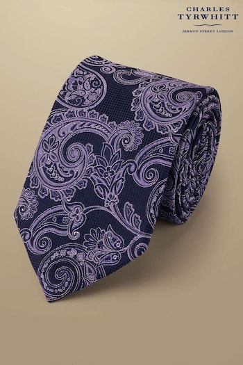 Charles Tyrwhitt Blue Lavender Paisley Silk Tie (873176) | £50