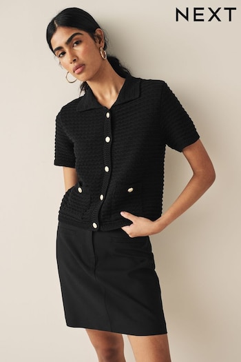 Black Short Sleeve Button Up Jacket (873183) | £40