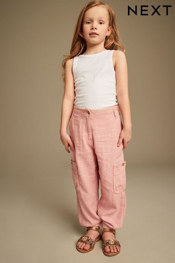 Pink Linen Cargo Trousers (3-16yrs) (873365) | £16 - £21