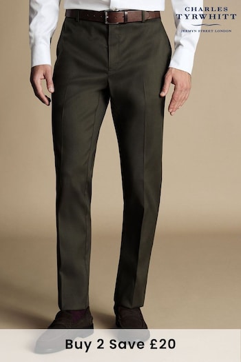 Charles Tyrwhitt Green Classic Fit Smart Texture Trousers (873391) | £80