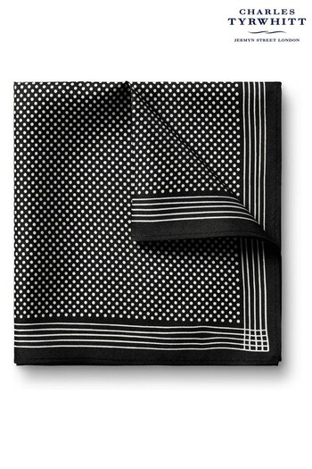 Charles Tyrwhitt Black Spot Print Silk Pocket Square (873404) | £25