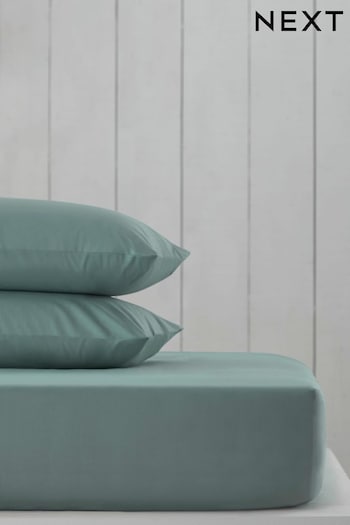 Sage Green Cotton Rich Fitted Sheet (873494) | £10 - £16