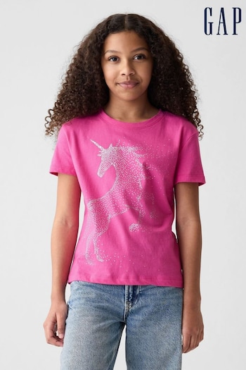 Gap Pink Graphic Print Short Sleeve Crew Neck T-Shirt (4-13yrs) (873649) | £10
