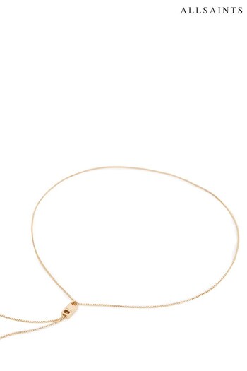 AllSaints Gold Tone Zipper Slider Necklace (873747) | £45