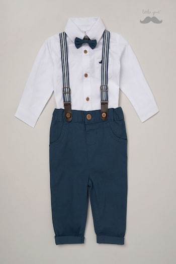 Little Gent Baby Mock Shirt Bodysuit and Braces Cotton 3-Piece Gift Set (873881) | £30