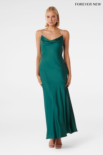 Forever New Green Hannah Diamante Strap Satin Dress (873890) | £110
