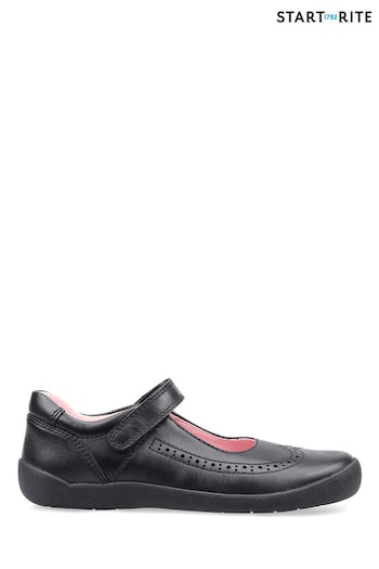 Start-Rite Spirit Black Leather School Shoes Jordan - Unicorn F & G Fit (874103) | £40