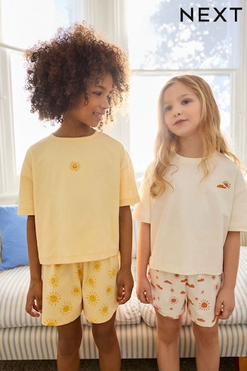 Cream/ Yellow Short Pyjamas 2 Pack (3-16yrs) (874145) | £19 - £25