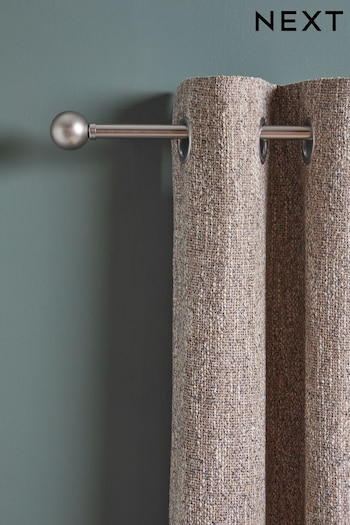 Brushed Silver Ball Finial Extendable Curtain 19mm Pole Kit (874200) | £18 - £28