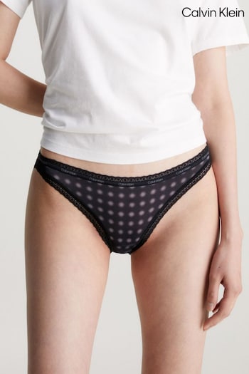 Calvin Klein Lace Edge Dot Black Bikini Briefs (874721) | £14