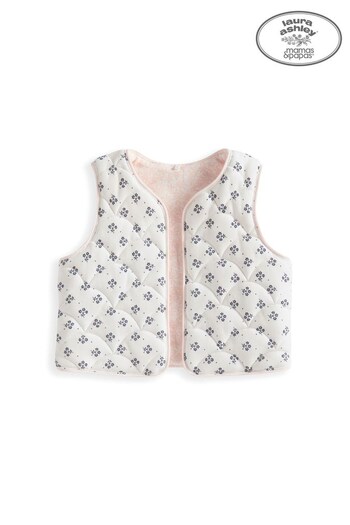 Mamas & Papas x Laura Ashley Pink Reversible Quilted Gilet (874782) | £25