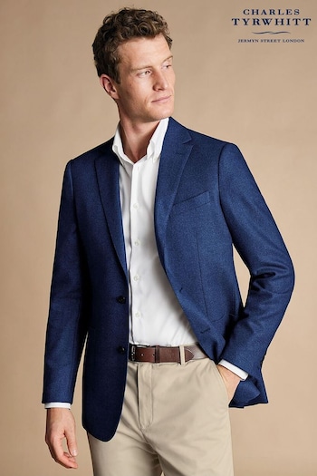 Charles Tyrwhitt Blue Twill Wool Silk Classic Fit Jacket (875078) | £250