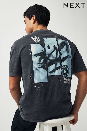 Black Wash Smiley Originals Graffiti Licence T-Shirt (875165) | £22