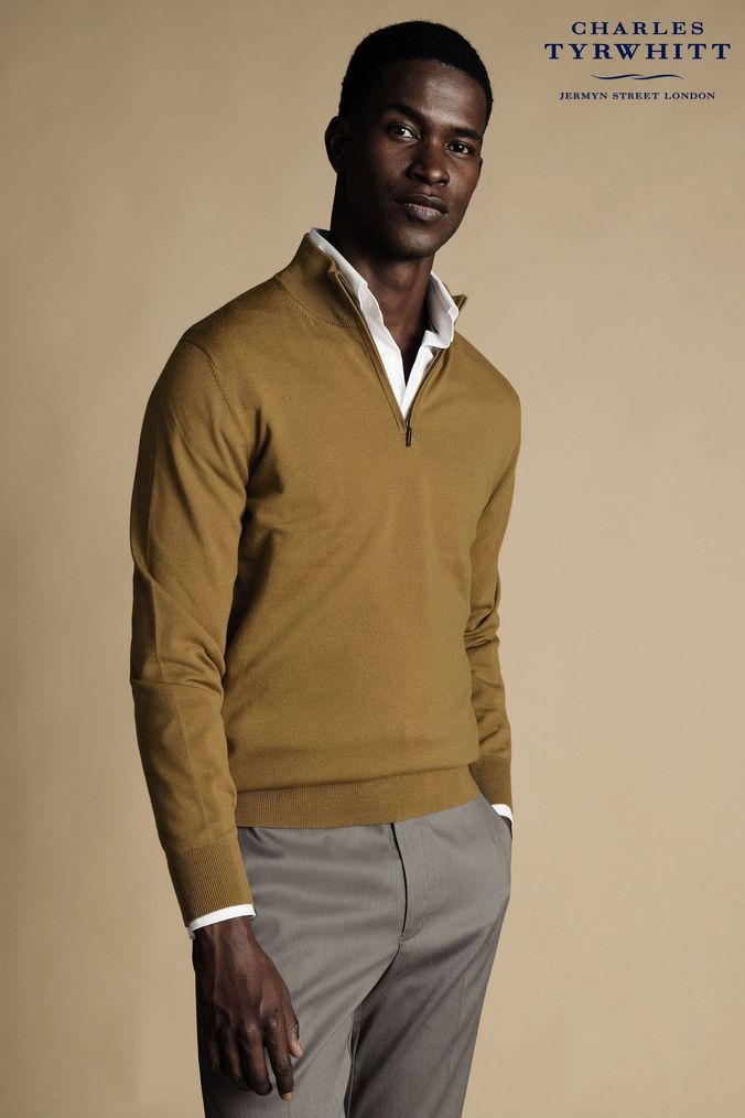 Mens yellow polo hot sale neck jumper