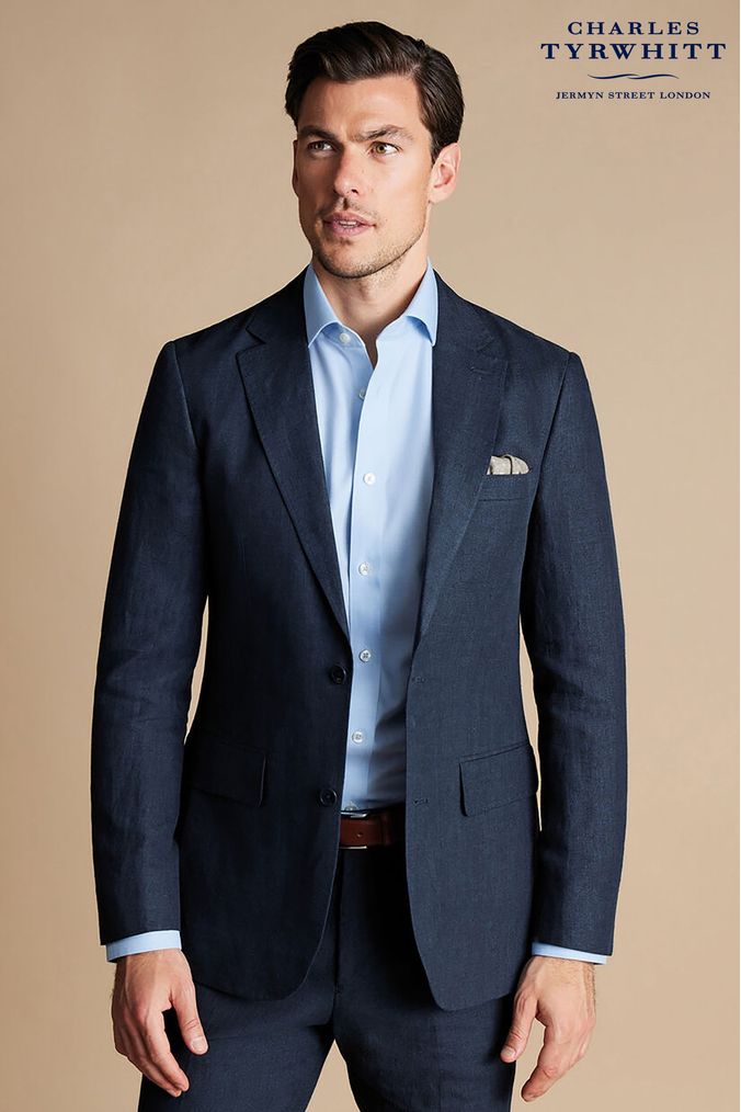 Buy Men s Blue Linen Jackets Online Next UK