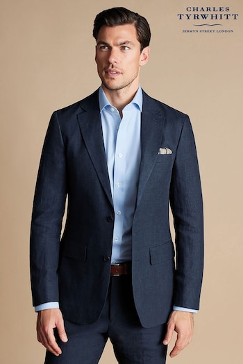 Charles Tyrwhitt Blue Linen Classic Fit Jacket (875326) | £250