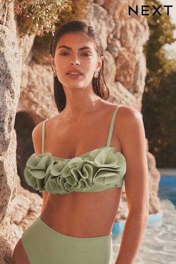 Sage Green Ruffle Bandeau Bikini Top (875408) | £30