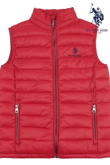 U.S. Polo Assn. Boys Red Lightweight Quilted Gilet (875446) | £45 - £54