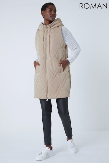 Roman Natural Diamond Quilted Hooded Gilet (875638) | £65
