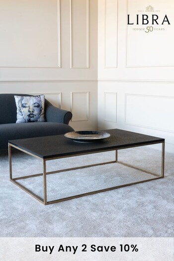 Libra Interiors Gold Kirkstone Large Coffee Table with Galaxy Slate Top (875746) | £1,060