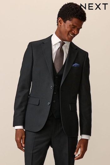 Black Slim Textured Suit: Jacket (875810) | £64