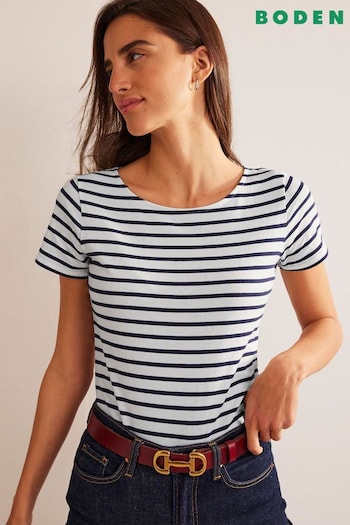 Boden White/Blue Ava Short Sleeve Breton T-Shirt (875838) | £25