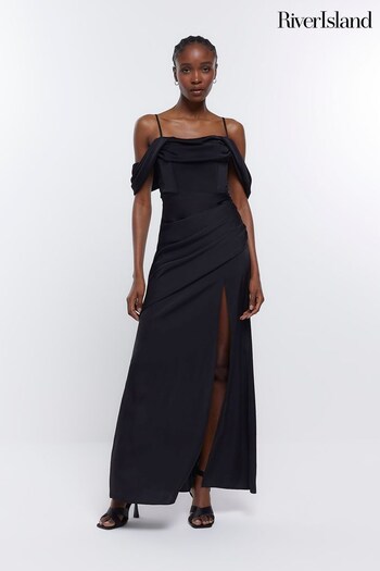 River Island Black Bardot Bridesmaid Dress (875848) | £90