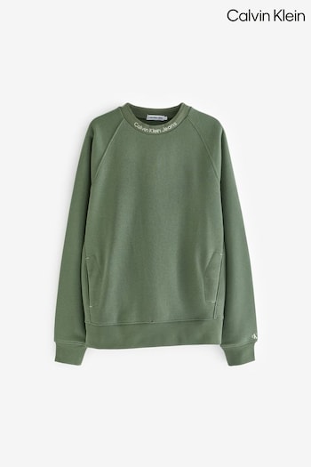 Calvin nero Klein Kids Green Intarsia Fleece Sweatshirt (876118) | £70