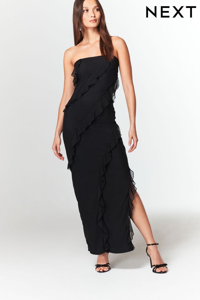 Next black new arrivals ruffle dress