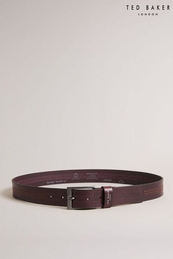 Ted Baker Red Crisic Stitch Detail Leather Belt (876512) | £50