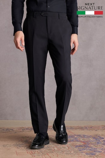 Black Regular Fit Signature Tollegno Italian Fabric Suit Trousers Green (876726) | £100