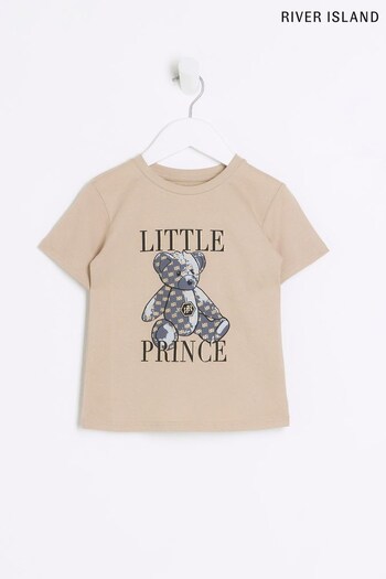 River Island Natural Boys Little Prince Bear T-Shirt (876824) | £10