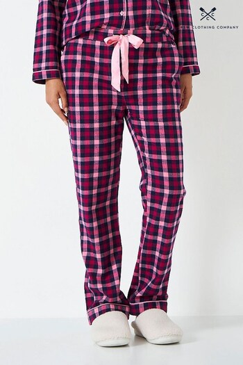 Crew And Clothing Company Pink Check Print Cotton Pyjama Set (877034) | £65